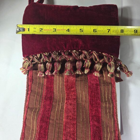 Set Of 5 christmas stockings Red Gold Striped Tassel Trim holiday decor festive - Picture 8 of 8